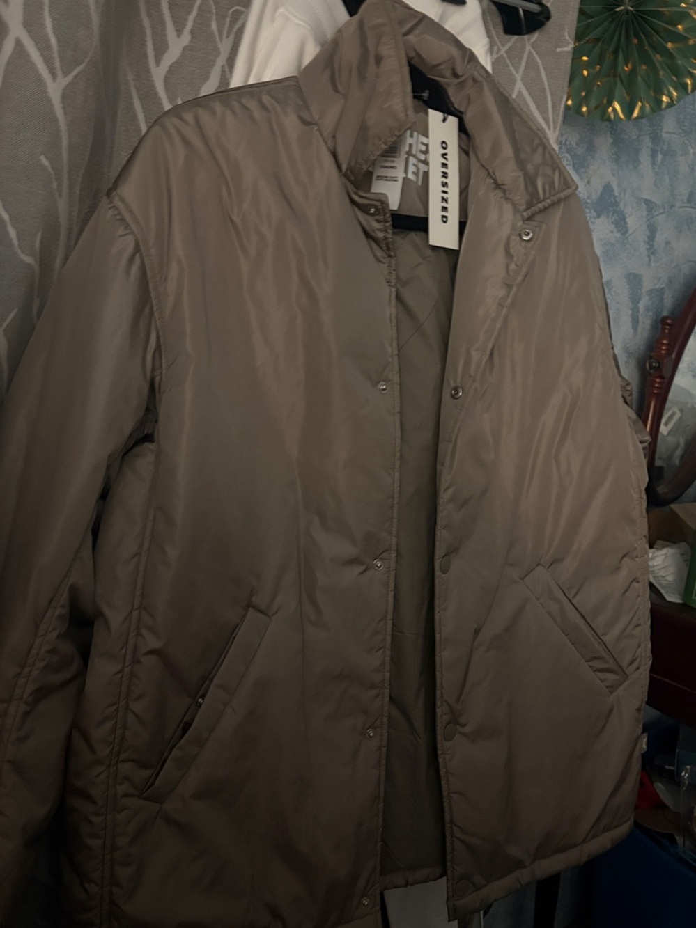 Aritzia Oversized Taupe Puffer Jacket